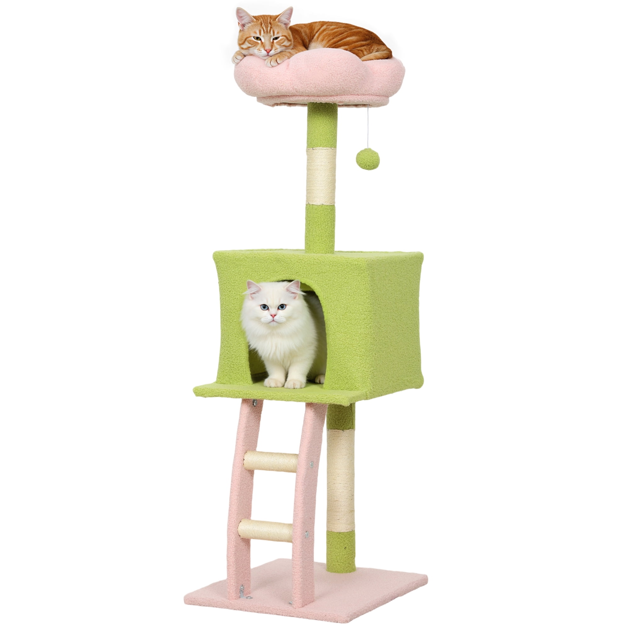 PawHut 48" Flower Cat Tree, Cat Tower for Indoor Cats with Flower Perch
