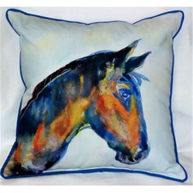 Betsy Drake ZP090 Coussin Décoratif Bleu Cheval pour Intérieur et Extérieur - 22 x 22 Po