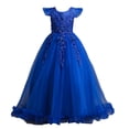 thumbnail image 2 of Liquidation et Promo, Robe d'Été pour Fille, Sans Manches à Volants en Dentelle, Broderie à Col Rond, Jupe Princesse en Tulle avec Nœud, Décontractée pour Fête, Tenue de Festival, Légère, Respirante, Âge 4-12 Confort Douillet, 2 of 7