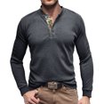 thumbnail image 2 of RKSTN Mens Sweatshirt knit Beefy Muscle Basic Solid Pure Color Shirts Long Sleeve V Neck Blouse Tops with Buttons, 2 of 7