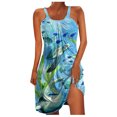 thumbnail image 1 of Robes d'Été pour Femmes Mode Féminine Aguichant Sans Manches Imprimé Rétro Ourlet Décontracté Robe de Plage Ample, 1 of 4