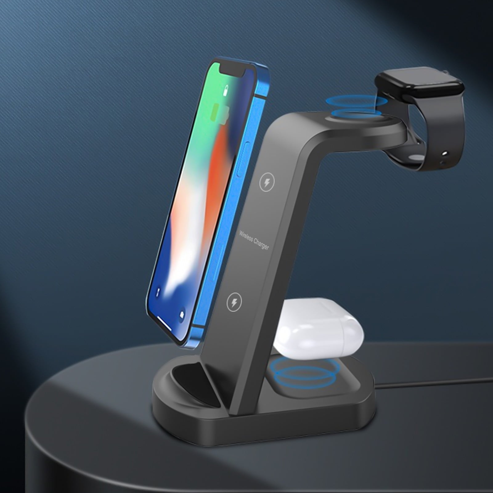 Timifis Wireless Charging Station 3 In 1 Charging Station For Multiple Devices 15w Wireless Charger Stand Ios/Android - 9.9x7.35x12.65cm