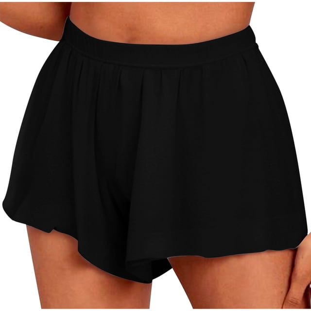 Timegard Shorts for Women Elastic Waisted Ruched Comfy Solid Color Shorts Summer Casual Loose Shorts