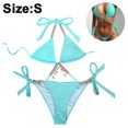 thumbnail image 2 of Ensemble Bikini Triangle à Nouer sur le Côté pour Femmes, Maillot de Bain 2 Pcs, 2 of 5