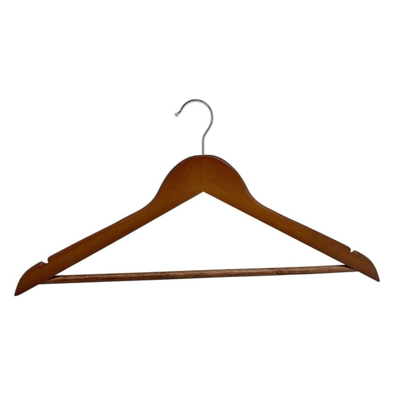 Mainstays, Adult Wooden Clothes Hanger, Walnut Color, 5 pack