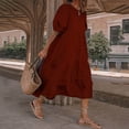 thumbnail image 1 of LOVZFMLL Mode Femmes Ample Couleur Unie O Manches Bouffantes Décontractée Manches Courtes Robe Bordeaux S, 1 of 3