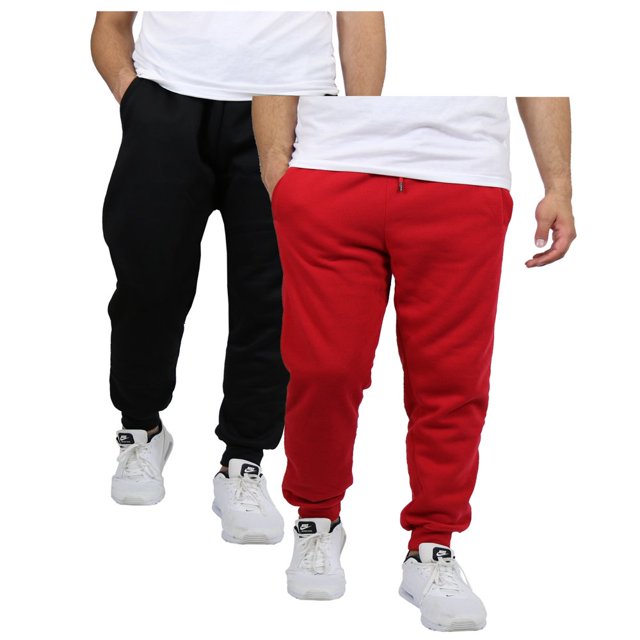 Pantalons de Jogging en Molleton pour Hommes 2 Pack, Noir/rouge, m