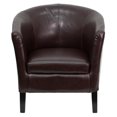 thumbnail image 2 of Brown Leather Barrel Shaped Guest Chair, 2 of 5