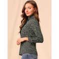 thumbnail image 4 of Unique Bargains Chemise Décontractée à Manches Longues à Col Montant Imprimé Floral pour Femmes, 4 of 6