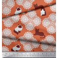 thumbnail image 2 of Soimoi Modal Satin Fabric Floral & Cat Animal Printed Craft Fabric by The Yard 42 Inch Wide, 2 of 3