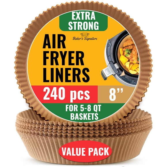 240 pcs Air Fryer Liners for Ninja, Round Disposable Airfryer Paper Liners – Non-Stick and Oil Proof for Easy Cleanup, Great for Oven, Pans & Baking – 8 Inch for 5-8 qt Basket by Baker's Signature