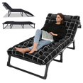 thumbnail image 1 of TidBay Camping Cot, Adjustable 4-Position Adults Reclining Folding Chaise with Pillow, Outdoor Lounge Chair Sleeping Cot Bed, Perfect for Office, Pool, Beach, Patio, 1 of 7