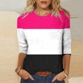 thumbnail image 2 of CEHVOM T-shirt Mode Imprimé pour Femmes Manches 3/4 Blouse Col Rond Hauts Décontractés Liquidation, 2 of 5