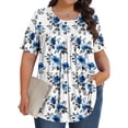 thumbnail image 2 of DDAPJ pyju Hauts Boho pour Femmes Grande Taille T-Shirts Graphiques Floraux Col Rond Manches Courtes Blouse d'Été Décontractée Tunique Coupe Ample Chemise Cache-Ventre Ventes Éclair d'Aujourd'hui Bleu Pâle XXXXXL, 2 of 9