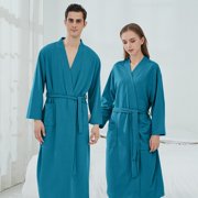 Women's Robes Ladies Men Couple Cloth Robe Sleepwear White Blue Polyester Dressing Gown Kimono Bath Robe Bathrobe for Hotel Home XL