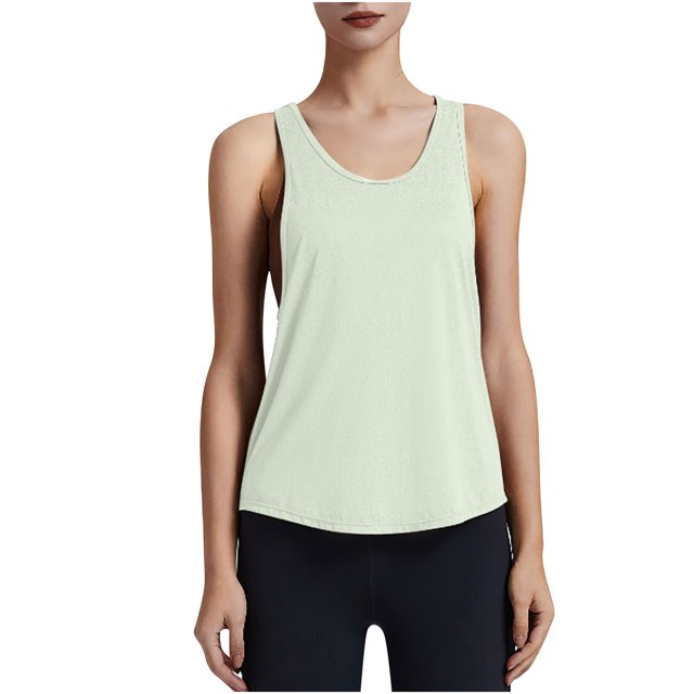 Timegard Tank Tops for Women Scoop Neck Workout Yoga Tops Racerback Athletic Loose Comfy Solid Color Tee