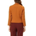 thumbnail image 3 of INSPIRE CHIC Women's Blazer Open Front Wear-to-Work Summer Crop Suit Jacket XS Dark Orange-Solid, 3 of 6