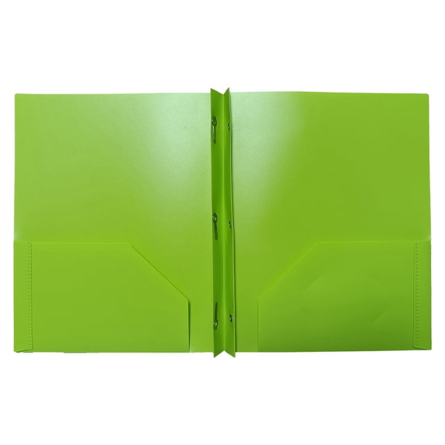 ZTTD Plastic Folder with Prongs 2 Pocket, 1 Pack Green Plastic Folders with Pockets and Prongs, Letter Size, Heavyweight Poly Prong Folders