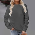 thumbnail image 2 of Yuyuzo Hauts d'Automne pour Femmes Chandails à Col Rond Manches Longues Chandail Uni à Enfiler T-Shirts Coupe Ample, 2 of 4