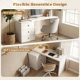 thumbnail image 4 of HOMCOM Bureau d'Ordinateur en L avec 3 Tiroirs Grain de Bois Blanc, 4 of 10