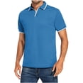 thumbnail image 2 of DPTALR T-Shirt Décontracté pour Homme, Coupe Ajustée, Col Rabattu, Couleur Unie, Manches Courtes, Haut, Blouse, 2 of 6