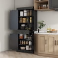 thumbnail image 2 of HOMCOM 71" Freestanding Kitchen Pantry with 4 Doors and Cabinet, Black, 2 of 10