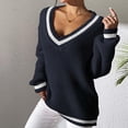 thumbnail image 2 of Timegard Chandails pour Femmes Col en V Profond Ample Confortable Mignon Chandail Blouse Automne Décontracté Manches Longues Hauts, 2 of 6