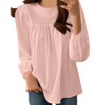 thumbnail image 1 of Timegard Womens Plus Size Tops Crew Neck Long Sleeve Ruched Comfy Tee Shirts Fall Casual Loose Tops, 1 of 7