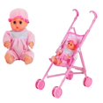 thumbnail image 1 of HLONK Poupée Bébé avec Ensemble de Chariot Poussette pour Poupée Jouet Jeu d'Imitation Ensemble de Jouets pour Enfants, 1 of 7
