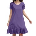 thumbnail image 1 of Liquidation d'Été 2025! Robe pour Femme Grande Taille, Liquidation de Robes d'Été pour Femmes, Robe d'Été pour Femme en Coton et Lin à Manches, Ourlet Volanté, Jupe Longue, 1 of 5