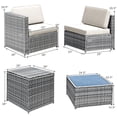 thumbnail image 2 of Gymax 8PCS Patio Rattan Sofa Sectional Conversation Furniture Set w/ White Cushion, 2 of 10