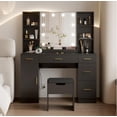 thumbnail image 1 of Luxurious Makeup Vanity Desk with 10 LED Lights - Versatile 3-Color Lighting, Adjustable Brightness, Vanity Set with 5 Drawers, 6 Open Shelves, 1 Cabinet, and Multiple Storage Options, 1 of 7