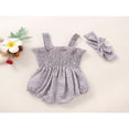 thumbnail image 3 of Baby Girls 2Pcs Summer Outfits  Sleeveless Frill Smocked Strap Romper with Headband Set, 3 of 7