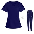 thumbnail image 4 of BVOFAR Scrubs for Women Set V Neck Short Sleeve Tops & Drawstring Jogger Pants Stretch Medical Nursing Uniforms with Pockets, 4 of 4