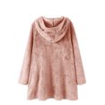 thumbnail image 4 of Women Printed Button Plush Tops Hooded Loose Cardigan Wool Coat Winter Jacket, 4 of 8