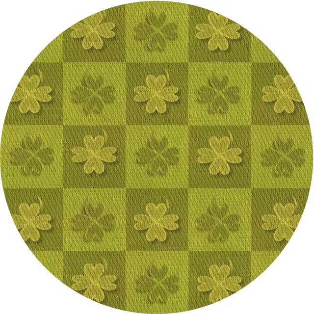 Ahgly Company Machine Washable Indoor Round Transitional Green Area Rugs, 4' Round