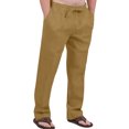 thumbnail image 1 of Innerwin Pants Elastic Waist Men Trousers Beach Drawstring Lightweight Long Pant Dark Khaki M, 1 of 2