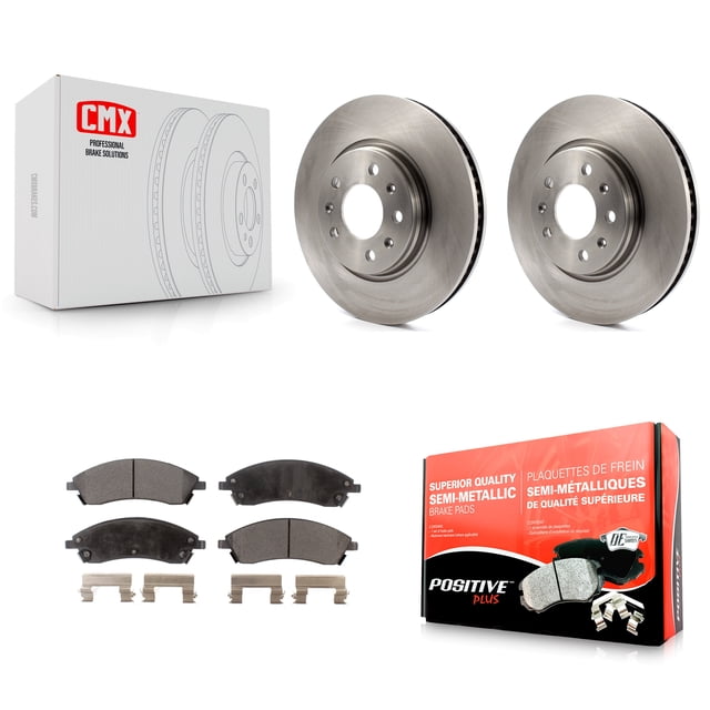 Transit Auto Front Disc Brake Rotors and Semi-Metallic Pads Kit for Car 2006-2007 Cadillac CTS Base with Sport Suspension 303mm Diameter Rotor K8F-100030