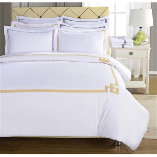 Miller Housse de Couette Trois Pièces en Coton Pleine/Grand- Gold