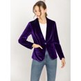 thumbnail image 3 of INSPIRE CHIC Blazer Court en Velours pour Femme à Col Châle, un Bouton, 3 of 6