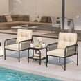 thumbnail image 1 of Costway 3 PCS Patio Bistro Set with Tempered Glass Table Chairs Back and Seat Cushions, 1 of 10