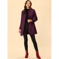thumbnail image 2 of INSPIRE CHIC Women's Winter Overcoat Stand Collar Single Breasted Mid-thigh Long Coat Purplish Red XL, 2 of 5