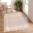thumbnail image 4 of GlowSol 8'x10' Scalloped Bow Border Area Rug, Modern Solid Washable Rug with Non Slip TPR Backing, Stain Resistant Low Pile Indoor Carpet Mat for Bedroom Hallway Nursery Decor, Camel, 4 of 8