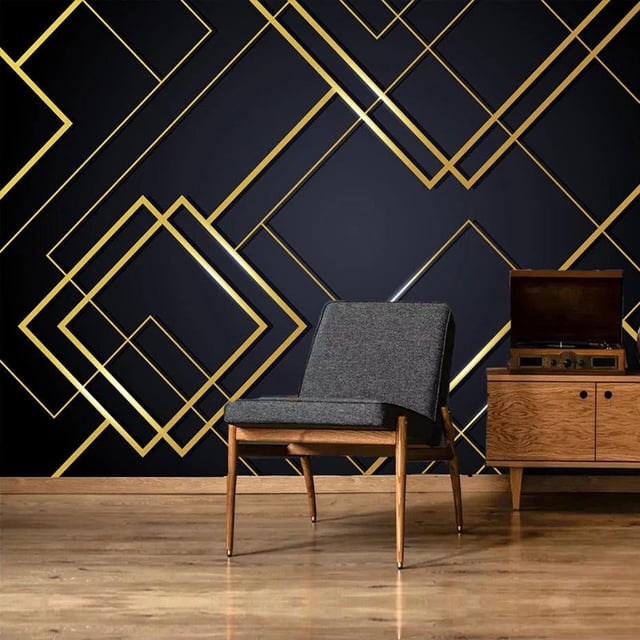Papier Peint 3D Série Lignes Dorées SKU# WAL0116
