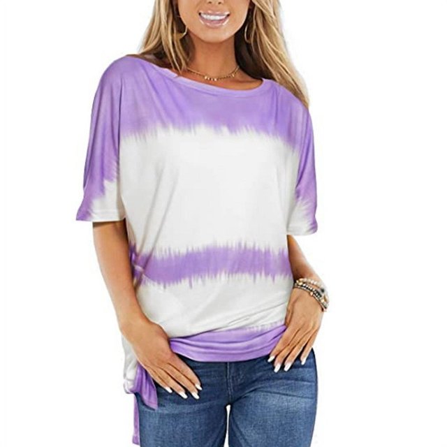 New Women's Printed Top Loose Crewneck Short Sleeve T Shirt