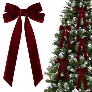 PEONAVET Christmas Bow 16 Pcs Nœuds de Noël en Velours pour Arbre de Noël Couronne Emballage Cadeau Bricolages Mariage Fête Nœuds pour Sacs à Collation Sacs de Bonbons de Cuisson Décoration pour la Maison