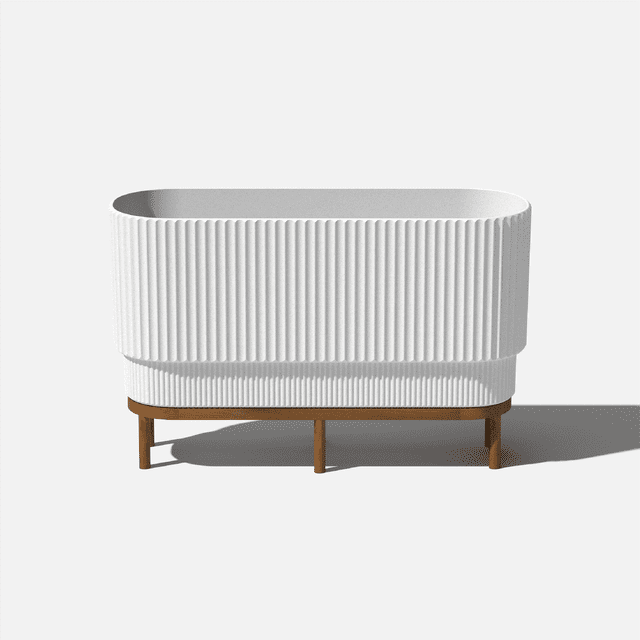Veradek Demi Series Raised 30" Long Plastic-Stone Planter - (White/Brown, 1 Pack)