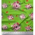 thumbnail image 2 of Soimoi Tissu en Poly Georgette Vert Imprimé Feuilles d'Épices & Roses par Yard 42 Pouces de Large, 2 of 3