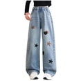 thumbnail image 1 of Girls' Straight Wide Leg Jeans | Comfy Stretch Denim Pants for Ages 5-15, 1 of 7