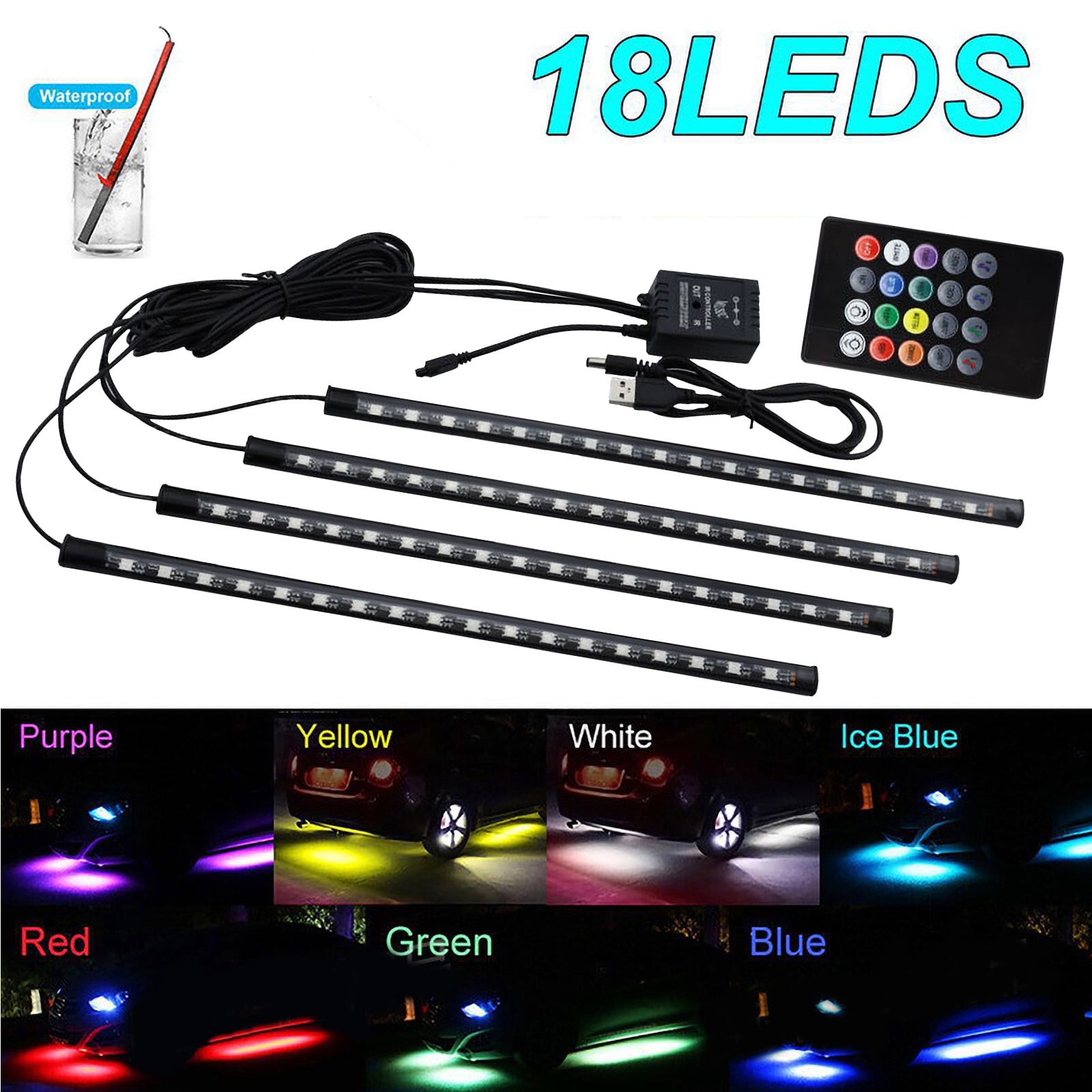 Suncoda LED Strings, 72 Leds, 4X LED Usb Rgb LED Neon Strip Light Music Remote Control